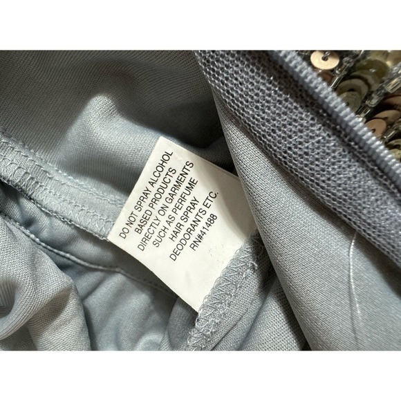 Mac‎ Duggal Gown Silver Beaded Sequin Dress Flutter Sleeves Size 8 NEW - Picture 9 of 12